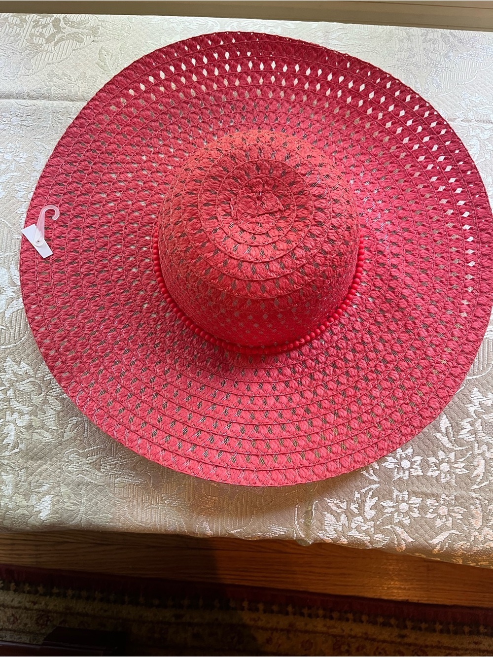 Source Unknown Red Wide-Brim Woven Sun Hat
